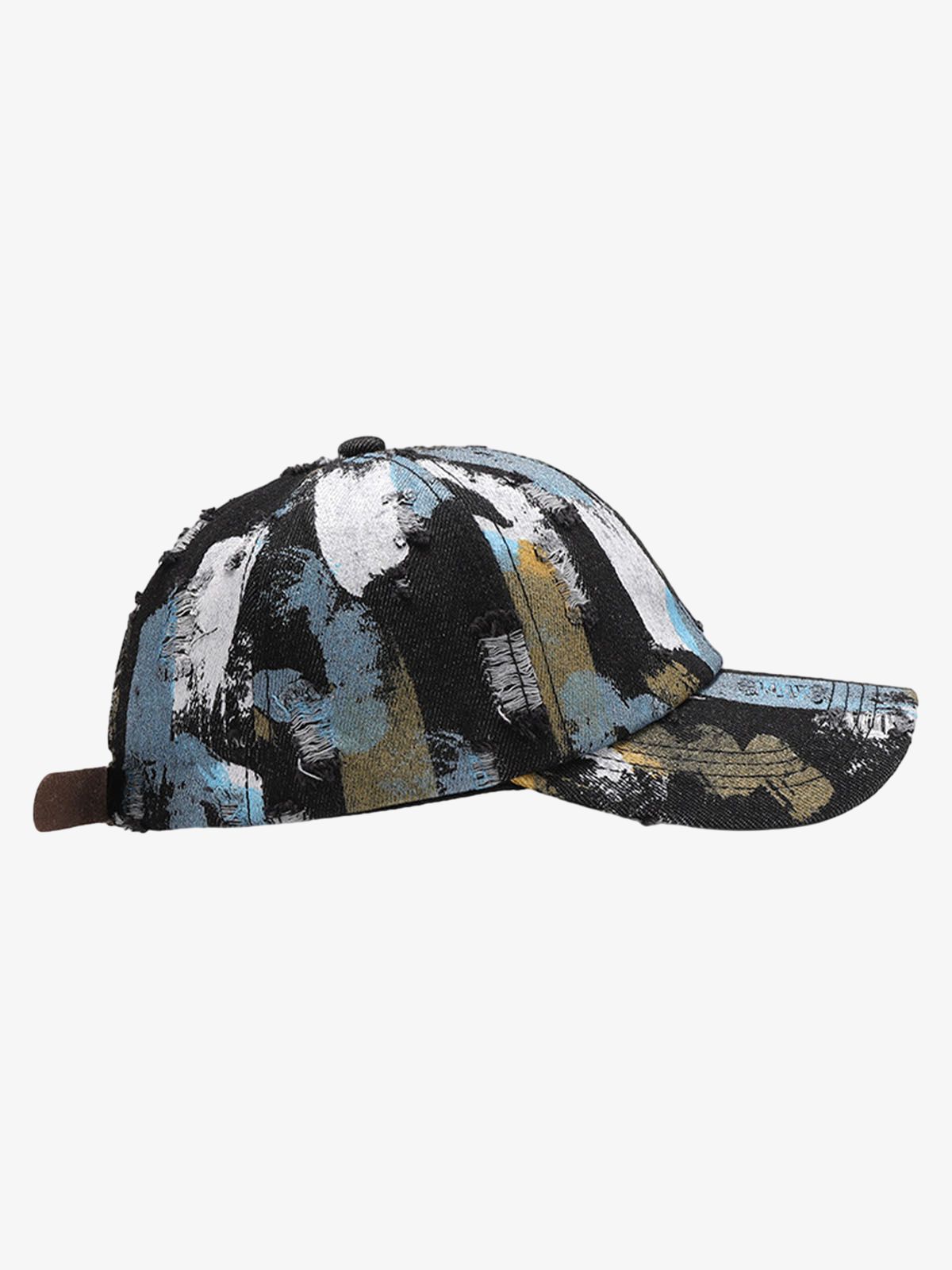 Distressed Abstract Print Baseball Cap 