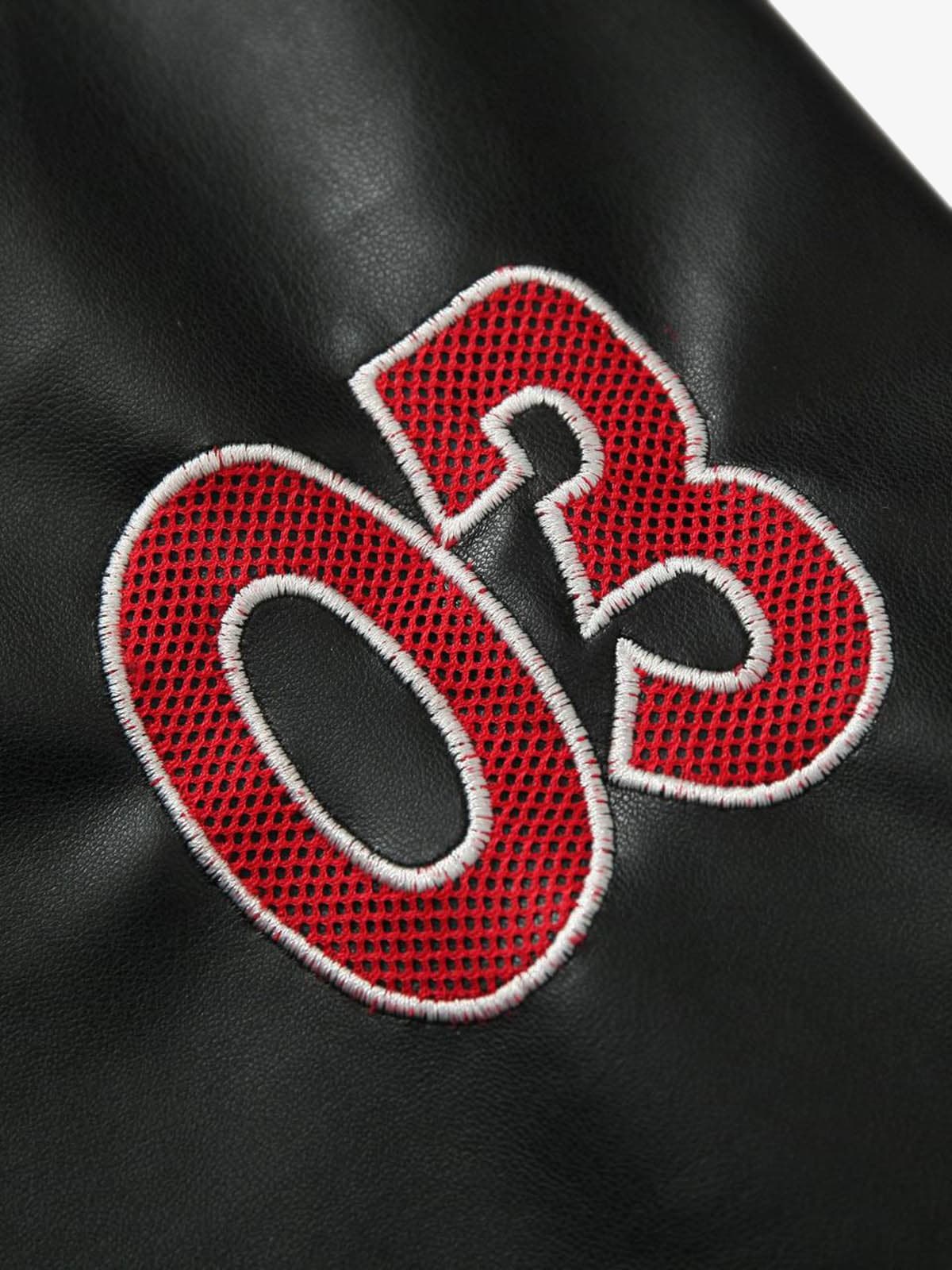 Plaid Stitching Motorcycle Leather Jacket 