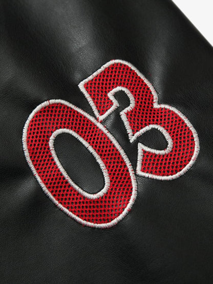 Plaid Stitching Motorcycle Leather Jacket 