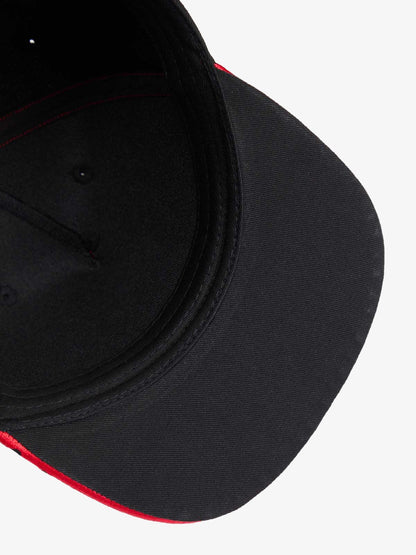 Embroidered Flame-Trimmed Black Baseball Cap - 2365 
