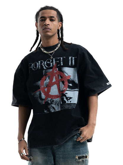 Street Retro Anti-War Distressed Print T-Shirt 