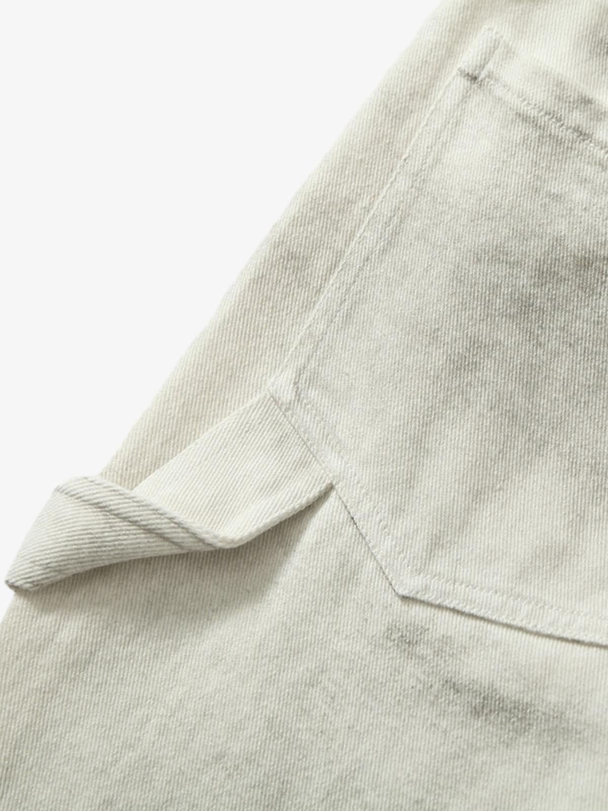 Washed Tie-Dyed  White Work Pants 