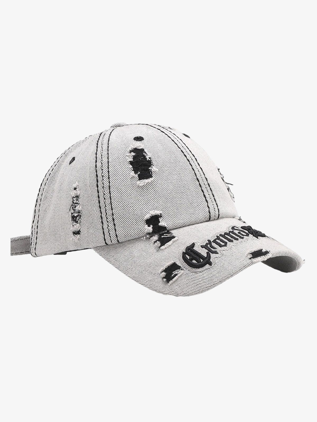 Distressed Letter Embroidery Baseball Cap 