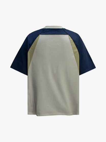Quick-Dry Contrast Color Quarter Zip Up T-shirt 