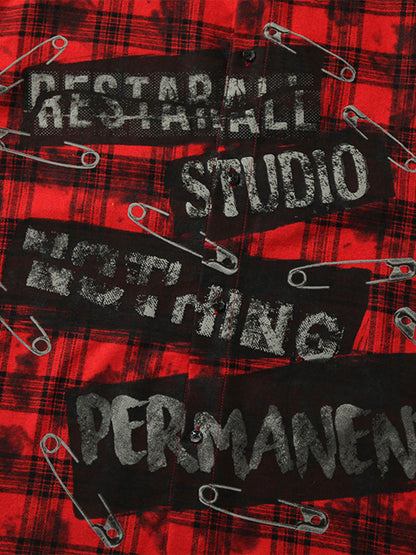 Street Creative Pin Print Plaid Shirt 