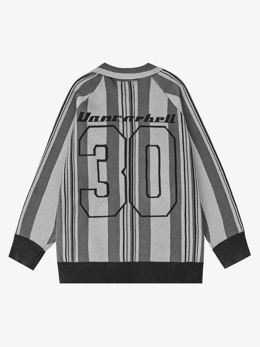 Thesupermade Striped Embroidered Knit Polo Sweater 