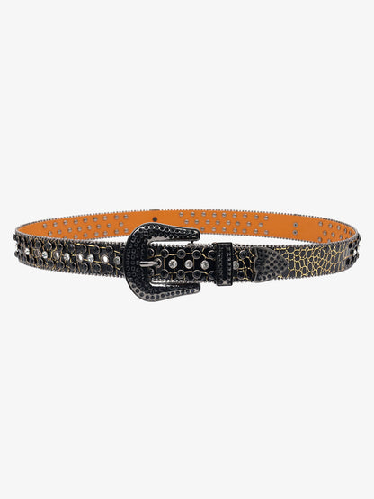 Punk Style Leather Hotflix  Rhinestone Belt 