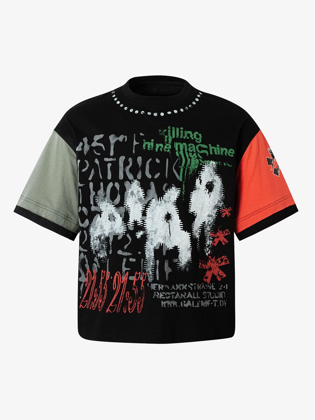 Contrast Color Patchwork Print T-Shirt 