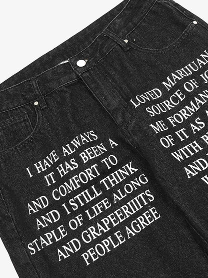 Thesupermade Letter Embroidery Hip-Hop Washed Jeans 