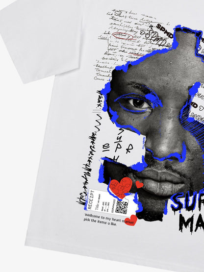 Thesupermade US Dollar Face Graffiti Street Hip-Hop T-shirt - 2128 