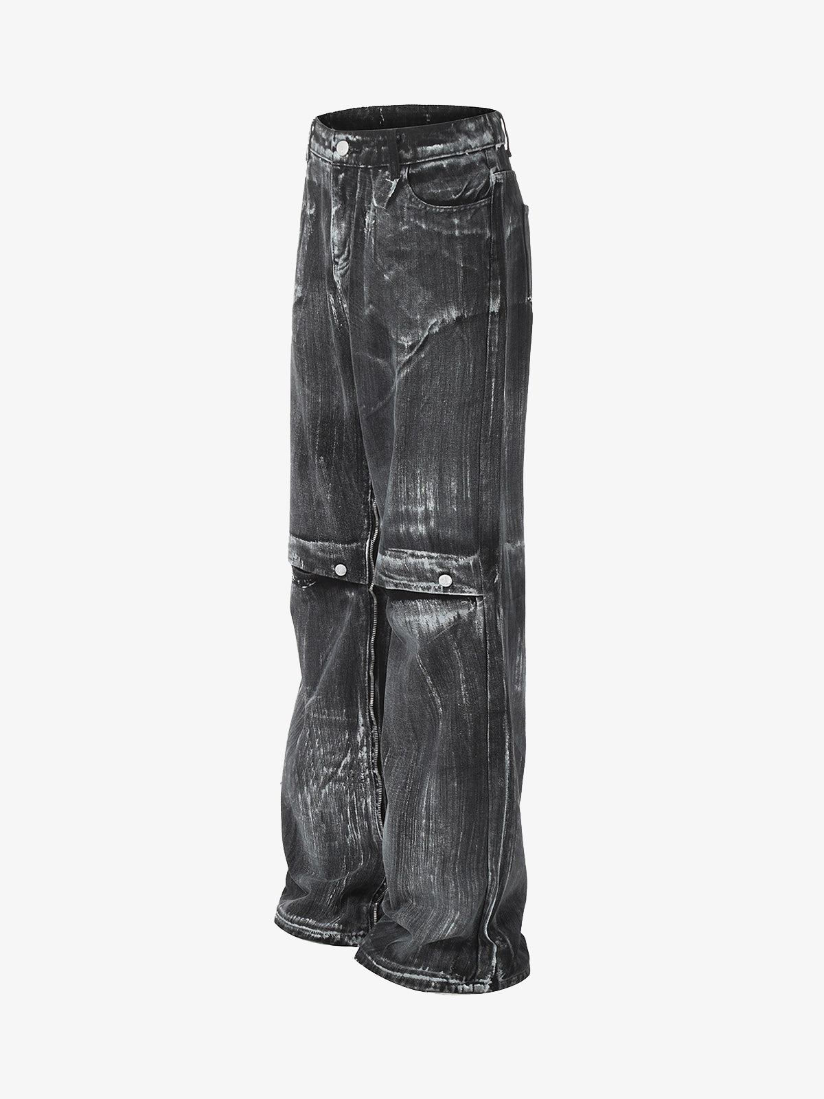 Street Batik Deconstructed Split Jeans 
