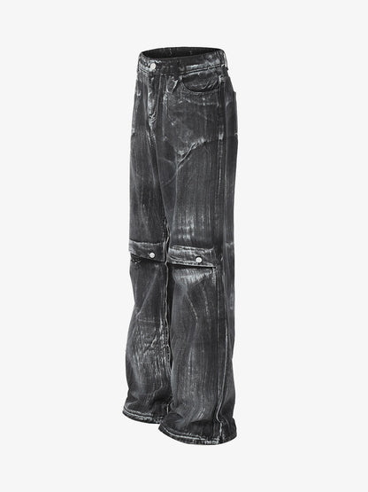 Street Batik Deconstructed Split Jeans 