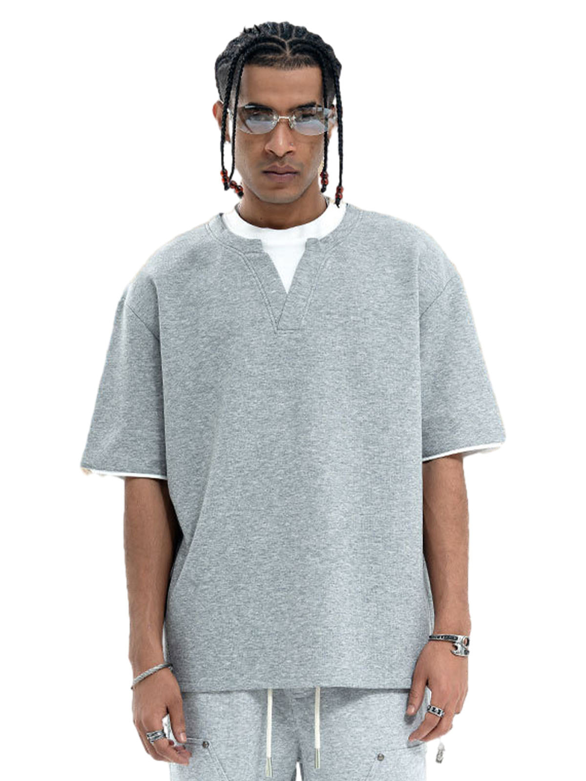 Cleanfit Faux Two-Piece Oversized T-Shirt 