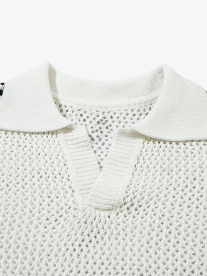 Knitted Short Sleeve Polo Sweater 