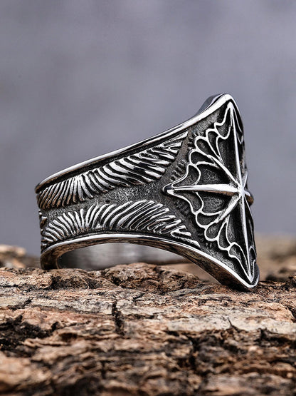 Star Engrave Steel Ring 