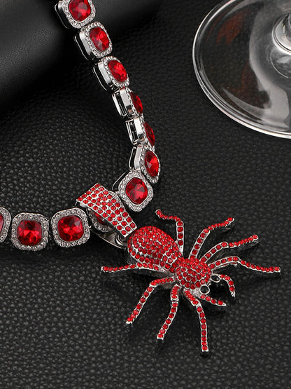 Thesupermade Punk Style Red Spider Cuban Necklace 