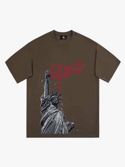 Orginal Funny Graffiti Statue Of Liberty Print T-shirt 