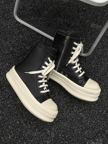 Rubber Sole High-Top Side Zipper Platform Sneakers - 2273 