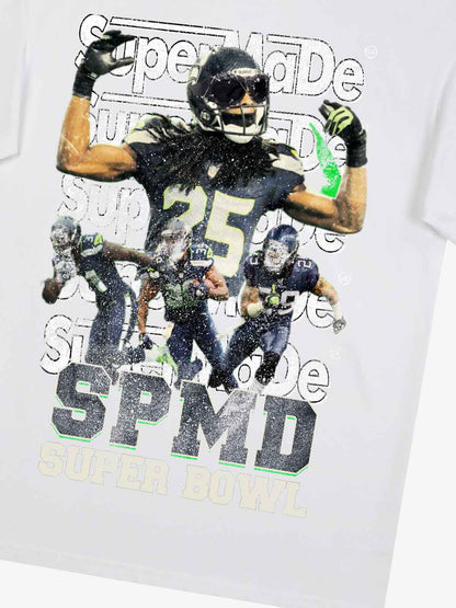 Super Bowl Football Print T-shirt - 2309 
