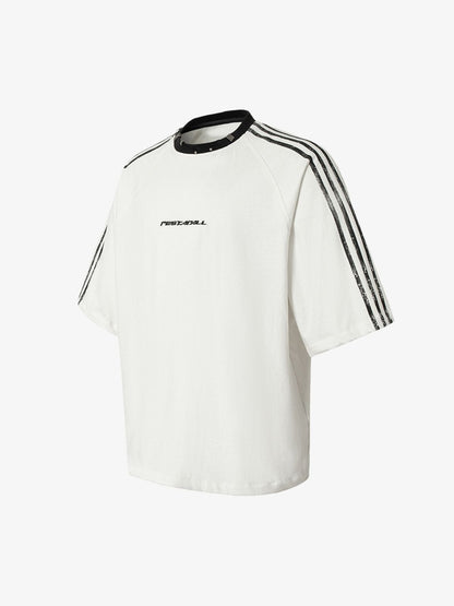 Heavy Washed Street Metal Collar T-shirt 