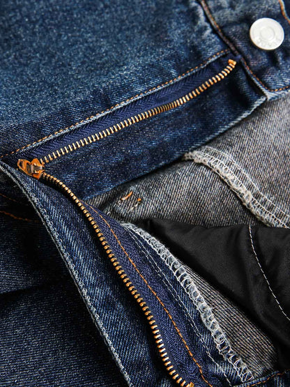 Distressed Ink Graffiti Straight Jeans 