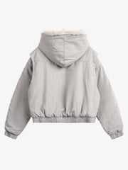 Spliced Fur Hooded Quilted Jacket - 2285 