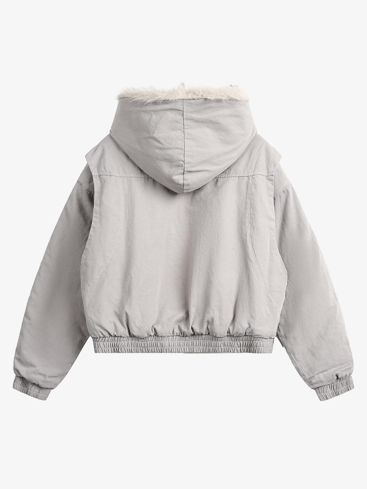 Spliced Fur Hooded Quilted Jacket - 2285 