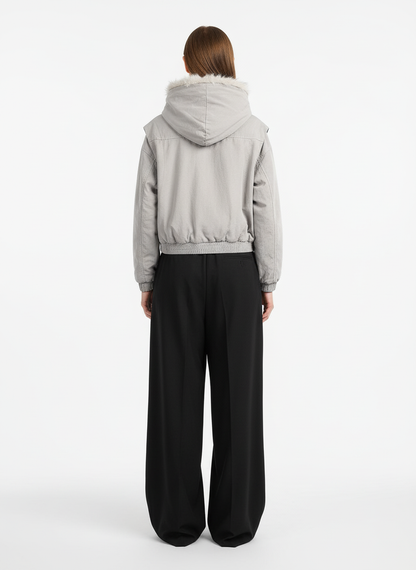 Spliced Fur Hooded Quilted Jacket - 2285 