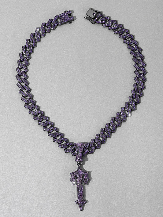 Thesupermade Purple Diamond Cuban Necklace 