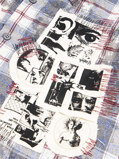 Retro Cleanfit Patch Embroidered Plaid Shirt 