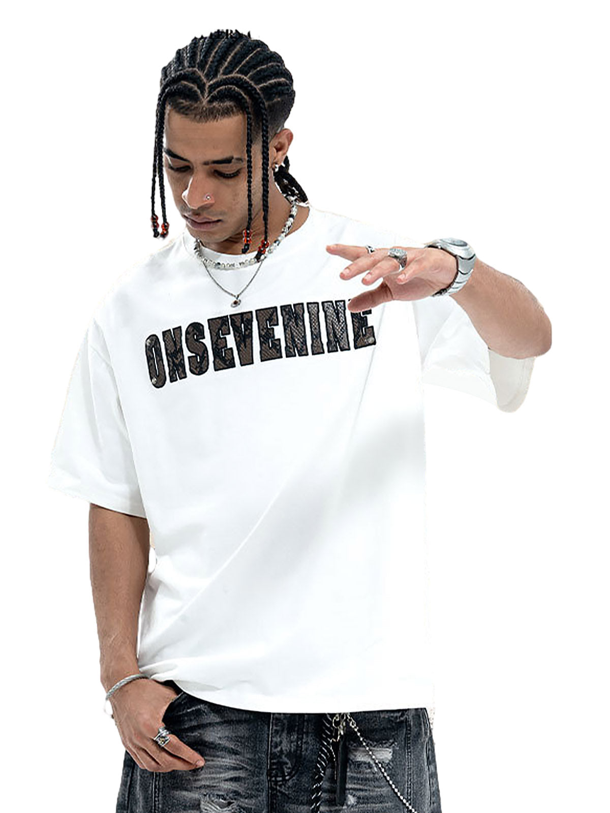 Camouflage Letter Short Sleeve T-Shirt 
