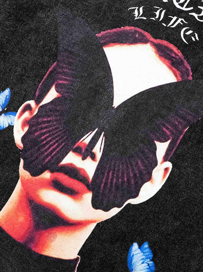 Thesupermade Black Butterfly Girl T-shirt 