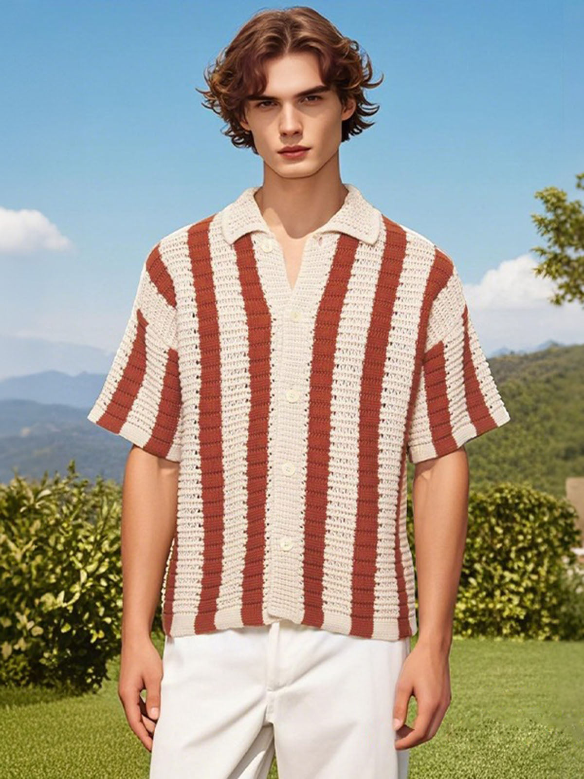 Cleanfit Striped Knit Cardigan Shirt 