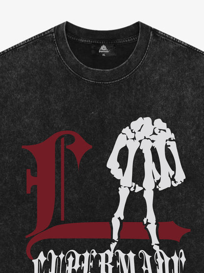 Original Gothic Skeleton Graphic Print T-Shirt 