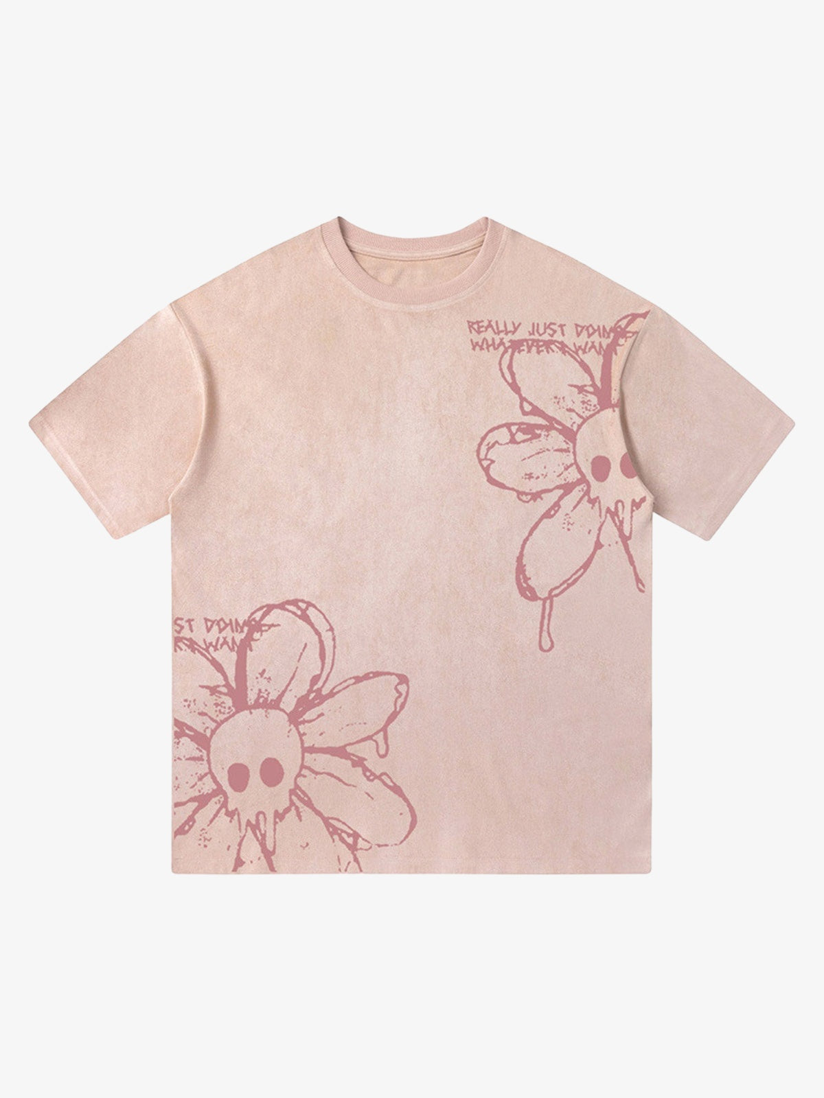 American Retro Creative Skull Flower T-shirt - 2039 