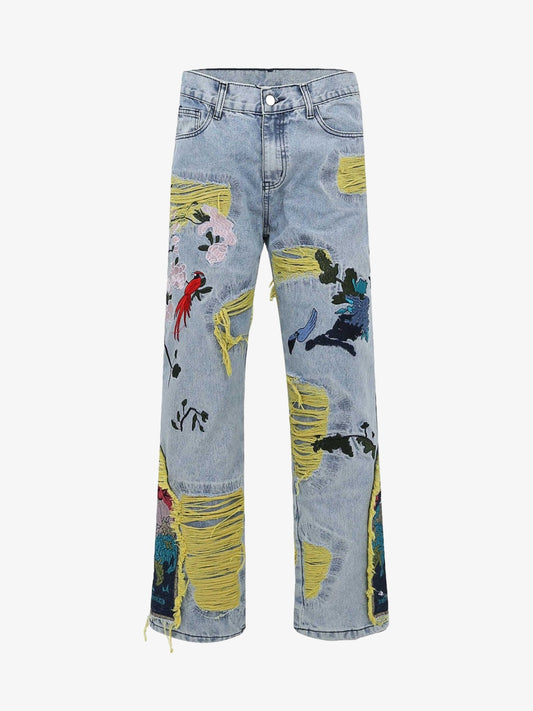 Thesupermade Plum Embroidery Jeans - 1618 