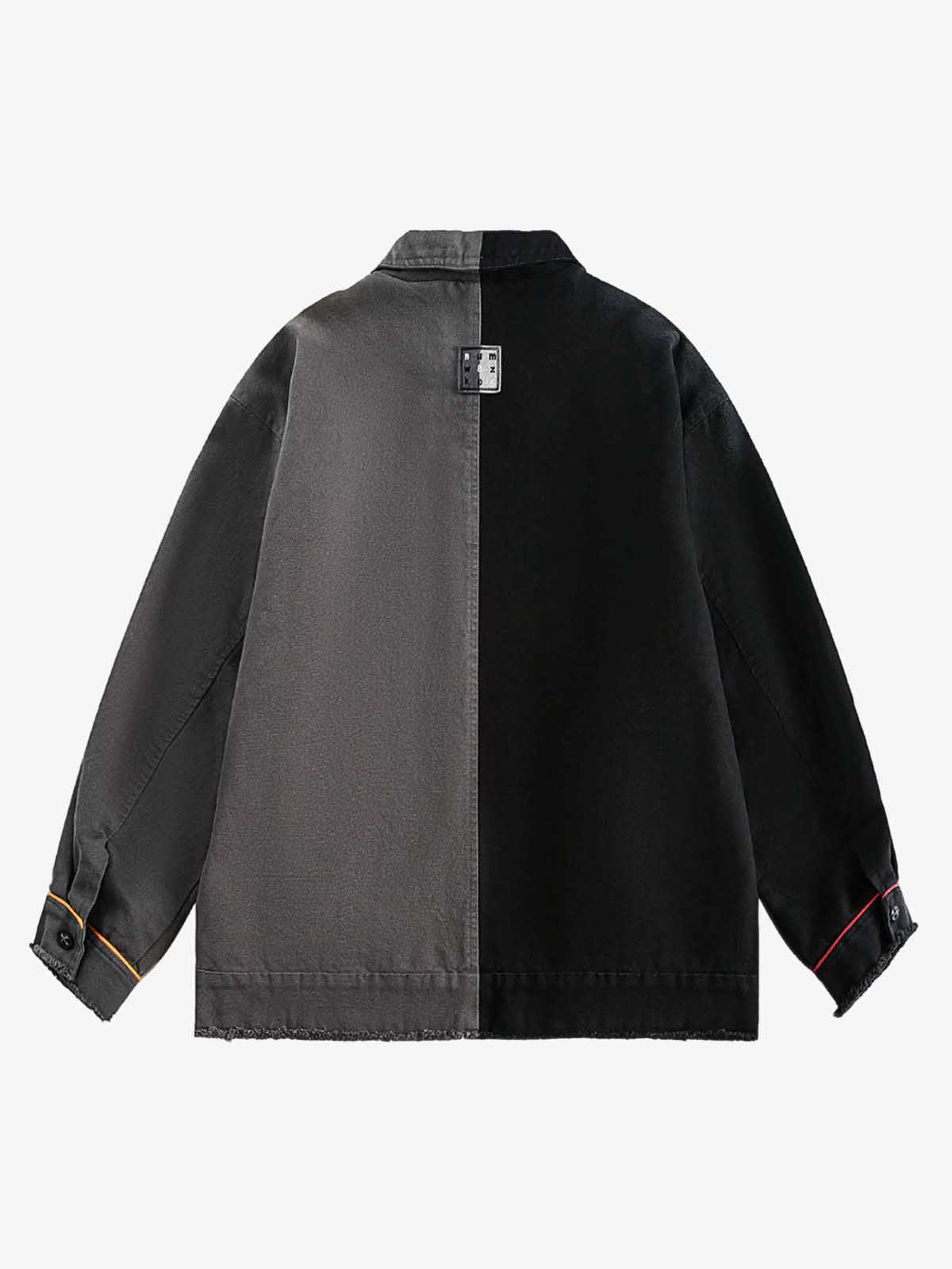 Contrast Color Spliced Graffiti Zip Up Jacket 