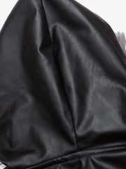 Deconstructed Multi Pocket Fur Hooded PU Leather Jacket - 2566 