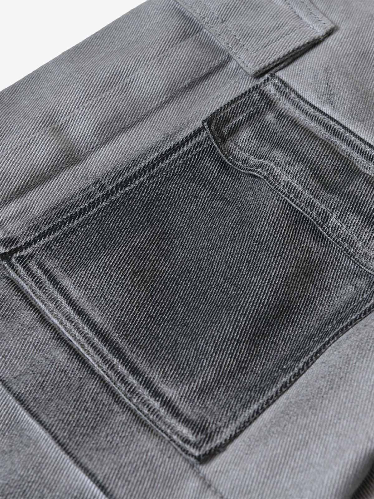 Thesupermade High Street Hip Hop Distressed Washed Work Jeans 