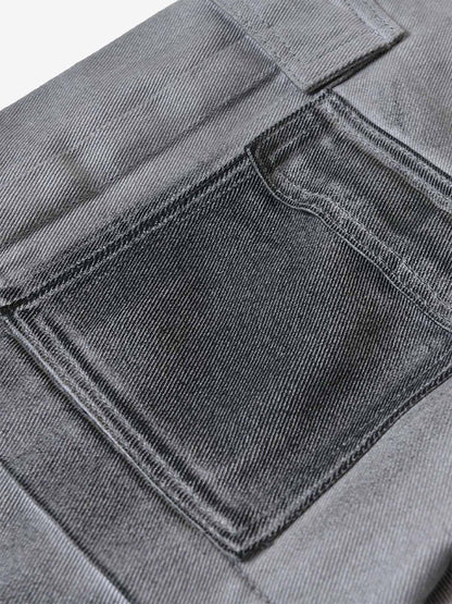 Thesupermade High Street Hip Hop Distressed Washed Work Jeans 