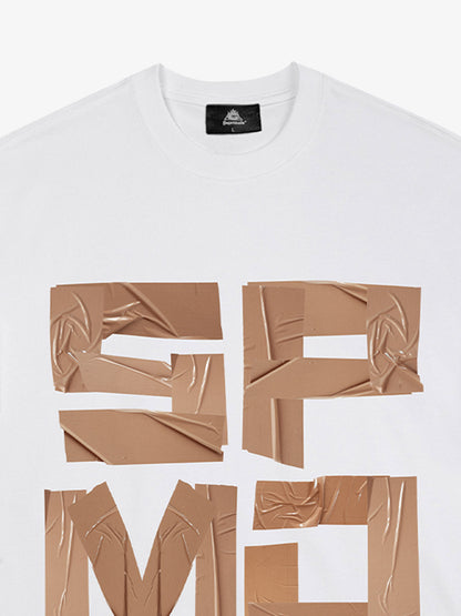 Original Tape Layered Letter Print T-shirt 