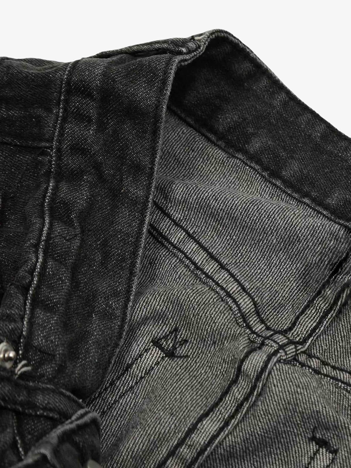 Thesupermade Washed Multi-pocket Work Cargo Jeans - 1830 