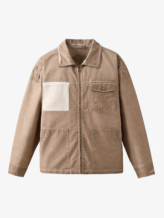 Retro Lapel  Zip Up Work Jacket 