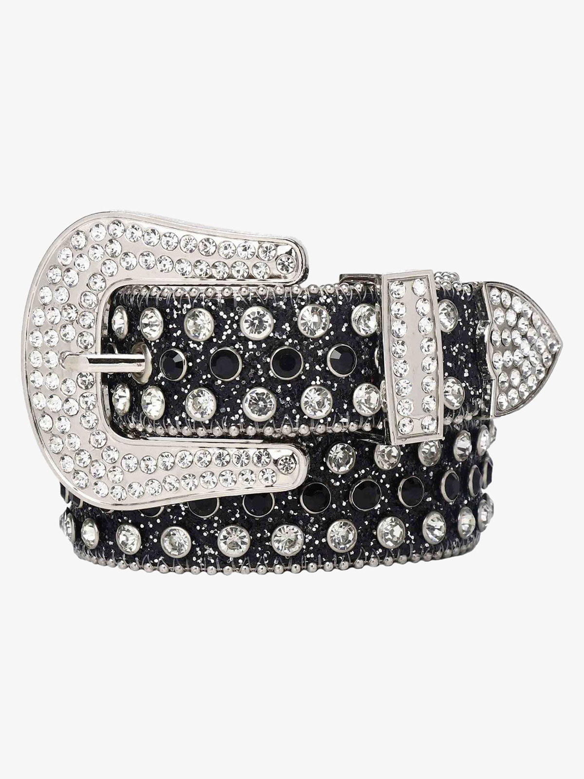 Thesupermade Studded Rhinestone Hip Hop Belt - 1691 