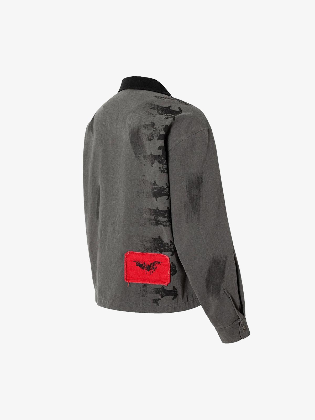 Wasteland Style Portrait Print Patchwork Barn Jacket 