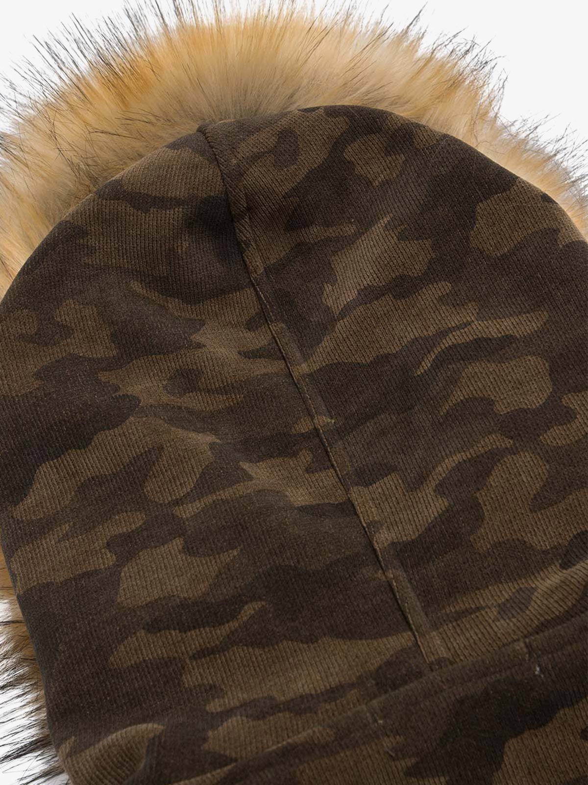 Camouflage Spliced Fur Hooded Fleece Jacket - 2262 