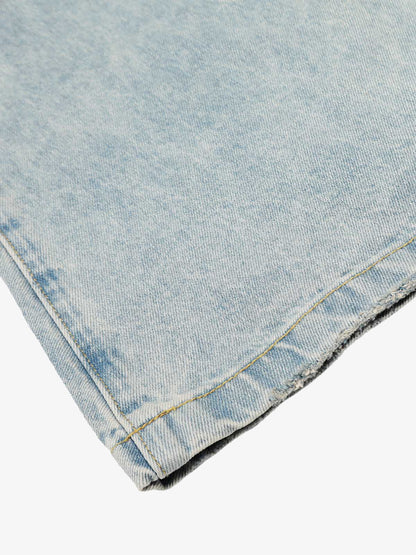 Washed Distressed Barrel Jeans 