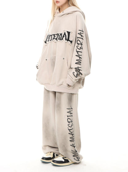 Wasteland Washed Patched Embroidered Hoodie Set 
