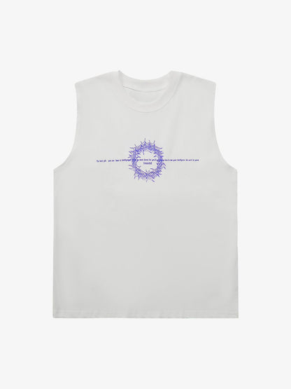 Thesupermade Thorn Ring Retro Font Street Rap Sleeveless Vest 