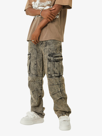Thesupermade American Street Style Washed Distressed Work Jeans - 2354 